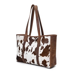 Bolso Tote de Cuero Vacuno con Pelo, Estilo Vintage, Gran Capacidad, Portátil, de Cuero Genuino - Product Image 1