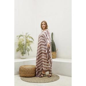 Caftán Tie Dye para Mujer, Largo hasta el Suelo, Ecológico, Lavable, Cintura Natural, Corte Holgado, Cuello en V, Túnica de Playa, Estilo Bohemio para Resort - Product Image 5