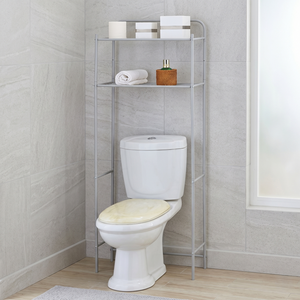 Étagère de salle de bain minimaliste en métal à 2 niveaux, support de rangement autoportant, design gain de place - Product Image 2