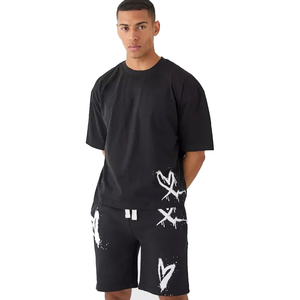 Conjunto de Camiseta y Pantalones Cortos Casuales de Verano para Hombre, Tejido de Algodón Terry, Cuello Redondo, Transpirable, Estilo Urbano, Color Sólido - Product Image 6