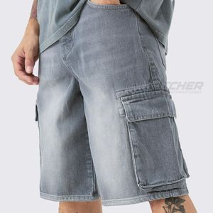 Shorts en jean pour homme, coupe slim, décontractés, été, coton extensible, streetwear, couleur foncée, usage quotidien, respirant, écologique - Product Image 3