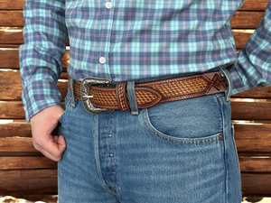 Ceinture en cuir de vache occidental de qualité supérieure avec motif floral gravé à la main, fabricant grossiste - Product Image 3