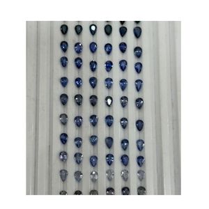 พลอยไพลินสีน้ำเงินธรรมชาติทรงลูกแพร์ 6x4 มม. เกรด AAAA พลอยหลวม ไลท์ทูดาร์คเชดด์ เหมาะสำหรับทำสร้อยคอและกำไลข้อมือ ผ่านการอบความร้อนจากศรีลังกา - Product Image 1