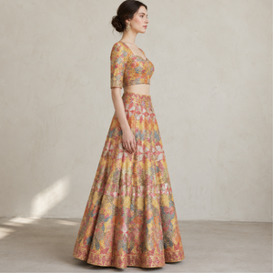 Luxury Designer Wedding Lehenga Choli | Multicolor <b>Sequin</b> Crystal Embroidery Bridal Wear Floor Length A Line Party Gown Dress - Product Image 2