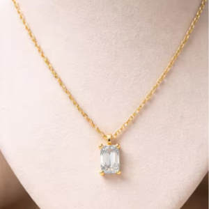 Collar de Compromiso con Colgante de Diamante Cultivado en Laboratorio, Corte Esmeralda, 0.533ct, Oro 18K, Certificado IGI, para Mujer, Gran Venta - Product Image 1