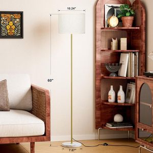 Lampada da Terra Moderna in Oro con Base in Marmo, Lampade Alte per Soggiorno, Camera da Letto, Ufficio e Sala da Pranzo - Product Image 1