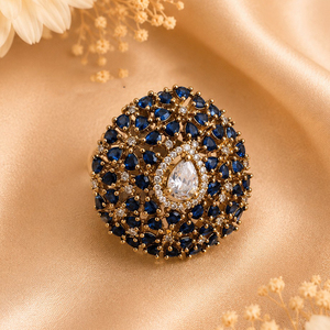 Jewelemarket Gold Plated <b>Crystal</b> Cluster Cocktail <b>Ring</b> Teardrop Rhinestone Statement Jewelry Elegant Sparkling Women's Fashion - Product Image 6
