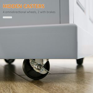 Carrello da Cucina Moderno Grigio, Isola Portatile con Cassetto Resistente, Ripiano Regolabile, 2 Portasciugamani in Legno, Vetro e MDF - Product Image 5