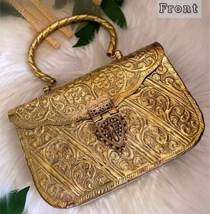 Sac de soirée vintage doré pour femme, enveloppe personnalisée, boîte métal, pochette de mariée, sac à main - Product Image 3