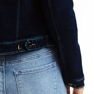 Chaqueta Bomber de Mezclilla para Mujer, Manga Larga, Cuello Camisero, Color Sólido Lavado, Largo Regular, Estilo Invernal, Impermeable, Reversible - Product Image 6
