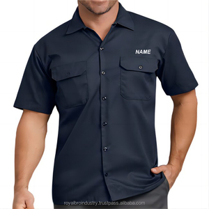 เสื้อเชิ้ตทำงานผ้าคอตตอนสำหรับผู้ชายเสื้อทำงานตามสั่งแนวอุตสาหกรรมแขนสั้นเสื้อทำงานผ้าคอตต้อนแบบ100% โรงงาน - Product Image 3