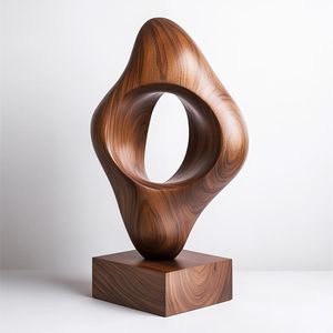 Sculpture en bois, œuvre d'art pour le salon et le bureau, sculptures décoratives - Product Image 2