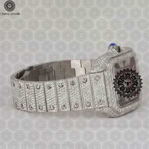 Montre carrée en acier inoxydable Charm Jewells avec lunette sertie de diamants, cristal saphir, quartz analogique, luxe, mode, 30 mm, unisexe - Product Image 2