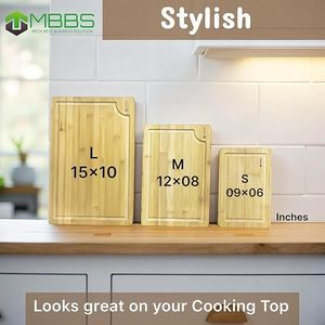 Juego de 3 Tablas de Cortar de Bambú con Ranuras para Jugo y Asas para Uso en la Cocina - Juego de Tablas de Cortar de Madera para Separar Carne, Verduras y Jugos - Product Image 3