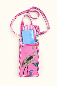 Sac bandoulière zippé en toile Fashty Lifestyle avec imprimé grue tropicale, bordure rayée, design simple, 3 compartiments, portable, mode, usage quotidien - Product Image 3
