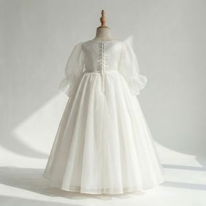 Vestido de Gala con Mangas de Organza Floral 3D de Primera Calidad para Niñas, Ideal para Grandes Ceremonias de Boda - Product Image 3