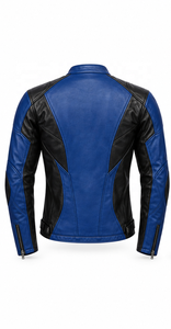 Chaqueta de Motociclista de Cuero Estilo Racer |   Azul Negro Rojo Verde |   Fabricante OEM ODM |   Calidad Premium | - Product Image 2