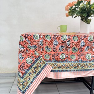 Indian Modern Handmade Premium Quality Customizable Cotton Floral Washed Printed Square Boh Creation <b>Tablecloth</b> for Home Hotel - Product Image 1