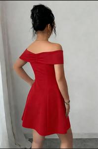 Elegant Off-Shoulder <b>Bow</b> Front Fit & Flare Mini Dress - Product Image 3