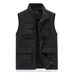 Chaleco de algodón con bolsillos grandes de color liso, estilo retro urbano, chaqueta acolchada para exteriores, top sin mangas con cuello alto funcional. - Product Image 2