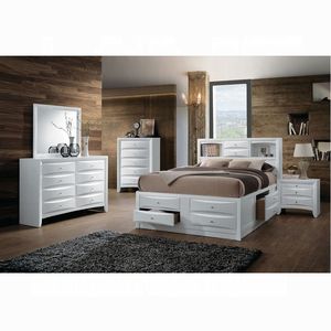 Comodino in Legno Bianco con 2 Cassetti e 1 Vassoio, Elegante Pezzo d'Arredamento - Product Image 5