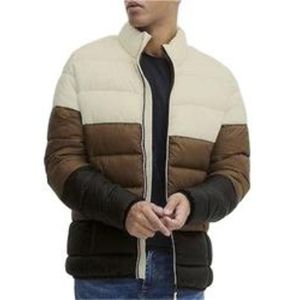 2024 Customized Men's High-Grade <b>Waterproof</b> Two Tone Winter Puffer Jacket Windproof <b>Warm</b> Zipper Closure Hooded Varsity Jacket - Product Image 1