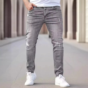 Jeans Ajustados Elásticos de Estilo Americano para Hombre, Cintura Media, Estilo Casual, Jeans Tipo Lápiz para Hombre - Product Image 4