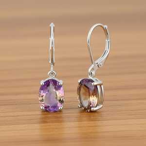 Pendientes de plata de ley con ametrina, con cierre de palanca, con gemas colgantes, joyería hecha a mano para mujer, regalo - Product Image 6