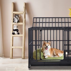 Gabbia per Cani Robusta da 42 Pollici con Ruote Bloccabili, 3 Porte, per Cani di Taglia Media e Grande, Uso Interno, Vassoio Rimovibile, Opzioni Taglia XL/XL - Product Image 6