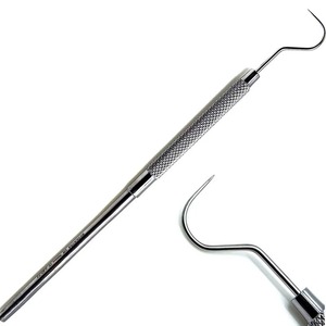 HERMANN MEDITECH Gancho Oral de Acero Inoxidable, Raspador Dental Manual, Instrumento de Higiene, Reutilizable, para Eliminar Placa y Sarro - Product Image 1