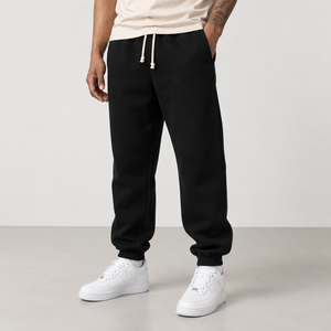 Flox Apparel Custom 350 GSM Classic <b>Cuffed</b> Fleece Drawstring <b>Joggers</b> 80% Cotton 20% Polyester Breathable Midweight Men's Winter - Product Image 2