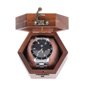 Estuche de Viaje para Reloj Individual para Hombre, Madera de Palisandro Oscuro, Tapa de Cristal, Organizador de Joyas de Lujo, Exhibidor de Relojes - Product Image 5