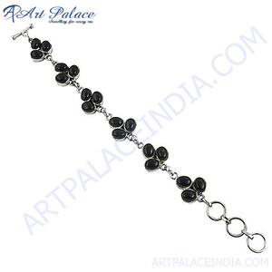 Elegante flor Estilo negro ónix piedra preciosa joyería fina pulsera - Product Image 1