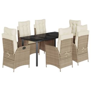 Set da Pranzo da Giardino in Rattan per 6 Persone, Arredamento da Esterno Resistente alle Intemperie, Design Contemporaneo Beige Crema Bianco - Product Image 4