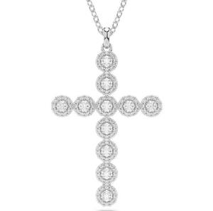 Colgante de Cruz con Ojo de Oro Blanco de Alta Calidad, con Moissanita, Estilo Hip Hop, Joyería al por Mayor, Suministro a Granel desde India - Product Image 1