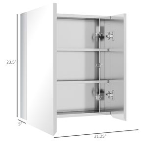Armadietto da Bagno a 3 Ripiani in Argento con Ante a Battente e Specchio, Mobile da Parete - Product Image 3