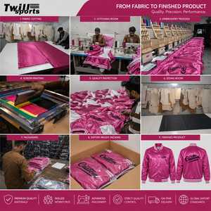 Chaqueta Bomber Rosa de Satén Personalizada para Hombre con Logotipo Bordado en la Parte Delantera, Estilo Casual Urbano, Corte Regular, Ropa de Invierno - Product Image 6