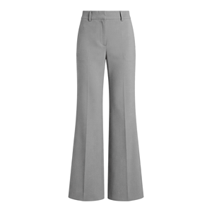 Pantalon évasé taille haute couleur unie longueur totale infroissable élégant pour l'automne avec fermeture éclair en tissu tissé - Product Image 1