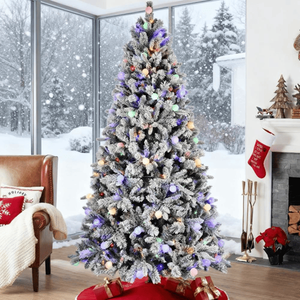 Albero di Natale Innevato di 2,4 Metri con Luci per Decorazioni Festive - Product Image 1