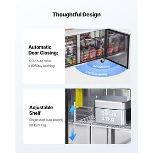 Frigorifero Commerciale da Cucina 60 Pollici 15,4 Cu. Ft. Tavolo Refrigerato per Preparazione Sandwich Mega Top con 24 Vaschette per Preparazione Alimenti - Product Image 6
