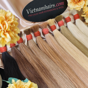 Extensiones de Cabello Virgen Vietnamita 100% Natural – Cabello Largo y Liso a Granel, Cutícula Natural Completa, Colores Rubio Claro - Product Image 1