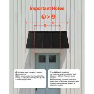 Tettoia per Finestra e Porta in Metallo con Telaio in Acciaio Stabile 56x24 pollici e Telo in PC Rivestito - Product Image 6