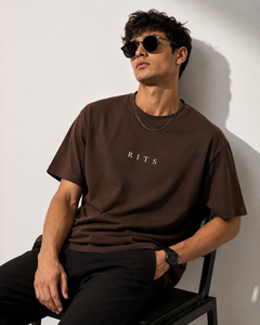 Camiseta de Manga Corta Negra para Hombre RITS, Cuello Redondo, Casual, Ecológica, Transpirable, Estilo Urbano, Algodón Jersey, con Letra Estampada en la Parte Delantera - Product Image 6