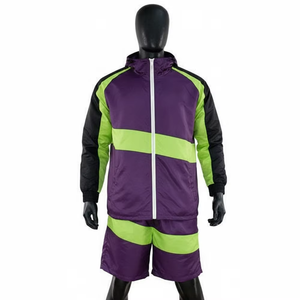 New Fashion 2026 Color Block Windbreaker Shorts Set Meyba Sports Mens Zip Up Nylon Tracksuit With Hooded <b>Jacket</b> Lightweight - Product Image 4