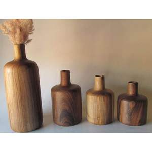 TIMELESS CRAFT Beautiful Modern Wooden Tabletop <b>Vase</b> Indoor Plants Outdoor Garden Decoration Elegant Handmade Wood Texture - Product Image 6