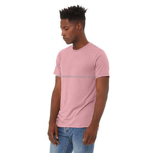 T-shirt pour homme en coton 100 % biologique, col rond, manches courtes, avec motif imprimé double aiguille, vente en gros - Product Image 2