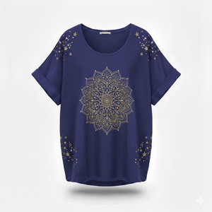Haut d'été respirant à manches courtes unisexe, imprimé à l'encre spéciale, en toile polyester/coton - Product Image 1