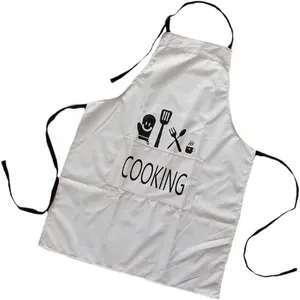 Top cocina moda bordado algodón logotipo personalizado para el hogar parejas cocina restaurante barbacoa camareros ropa de trabajo delantales