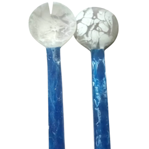 Utensilios para Ensalada de Resina Segura para Alimentos, Hechos a Mano, con Diseño de Mármol, para Uso en el Hogar, Hoteles, Cantinas y Restaurantes - Product Image 1