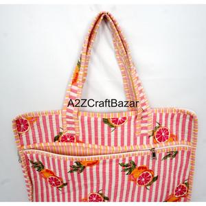 Handmade Hand Block Floral Quilted Eco-Friendly <b>Large</b> Capacity Cotton Fabric Laptop Bag Zipper Office School Use High Quality - Product Image 6